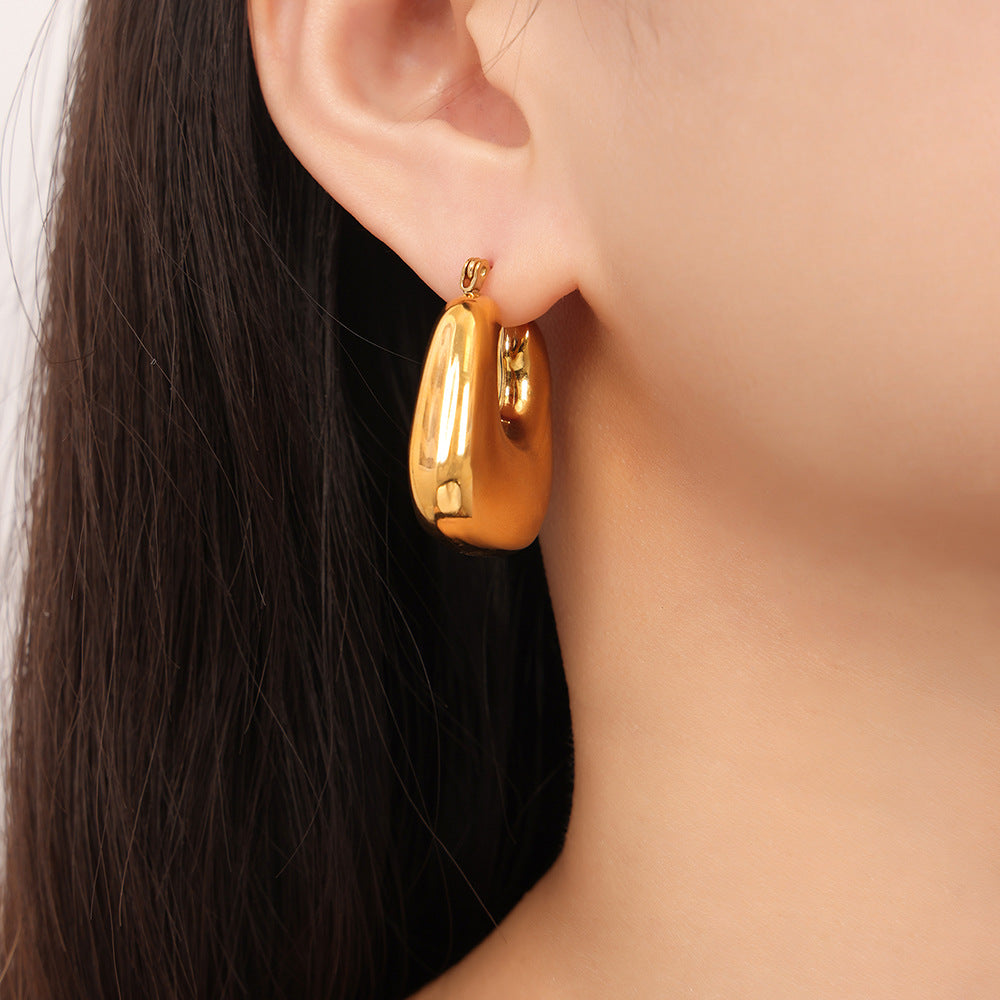 Geometric U-Shaped Gold-Plated Earrings - Everyday Genie Collection