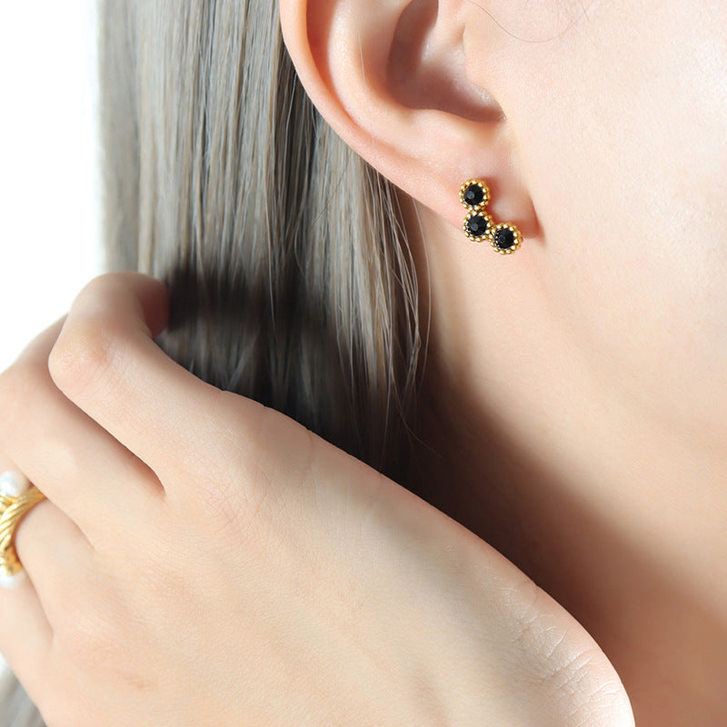 Crystal Inlaid Gold-Plated Earrings with Metal Needle - Everyday Genie Collection