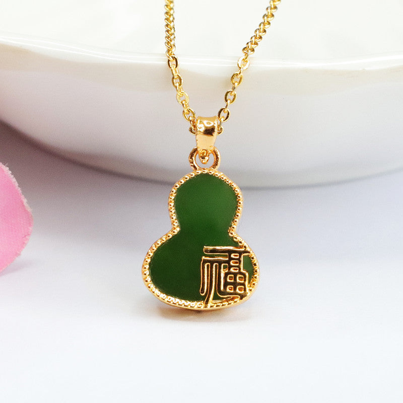 Blessed Hetian Gourd Jasper Jade Necklace