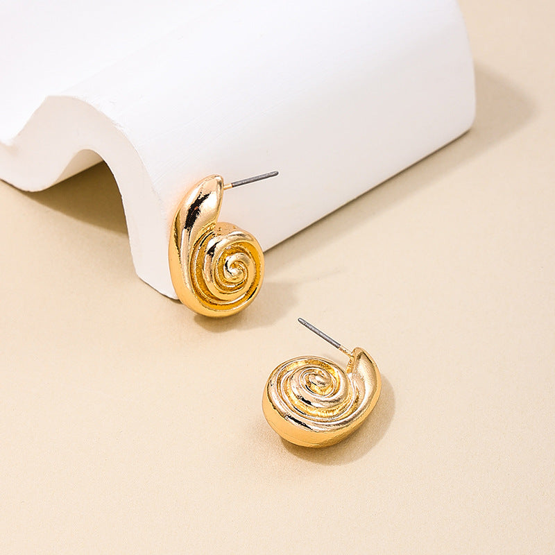 Fashionable Instagram Style Metal Spiral Pattern Women's Earrings