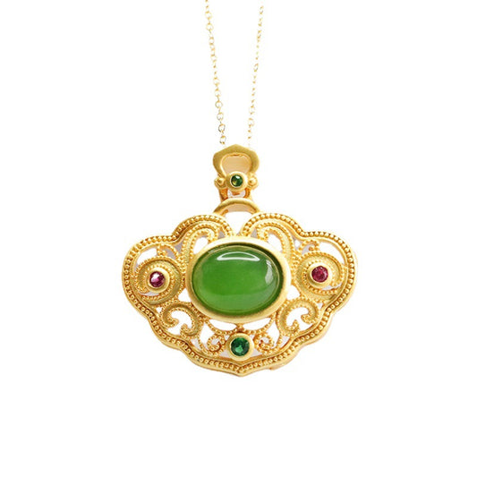 Fortune's Favor Hetian Jade Ruyi Pendant Necklace