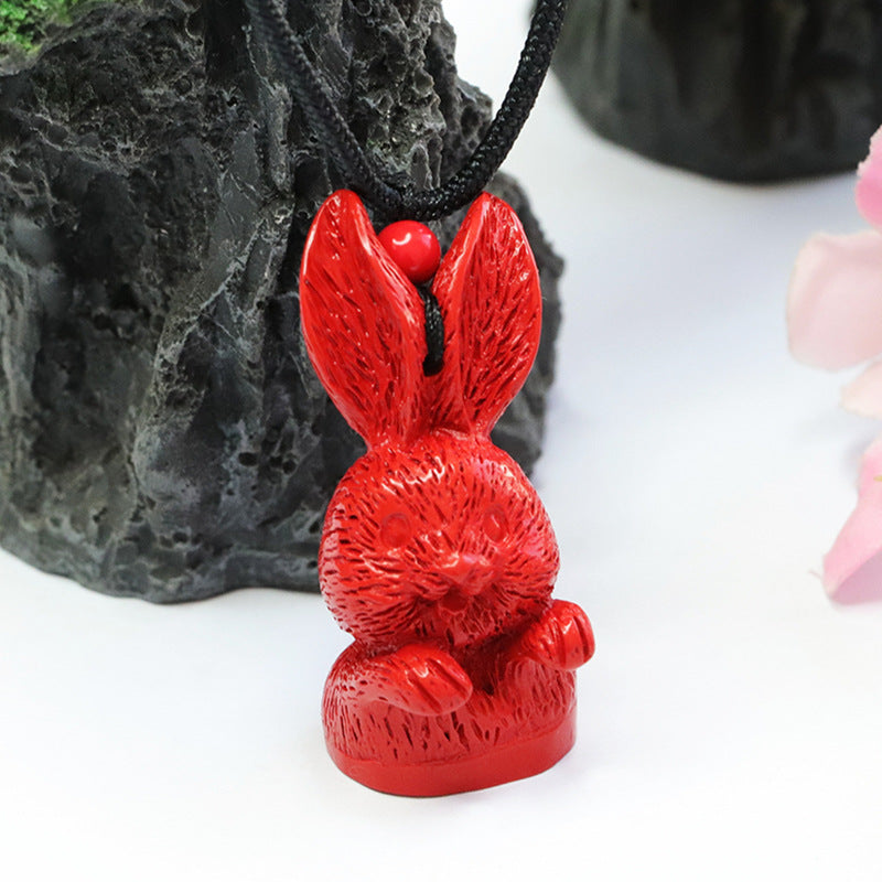 Cinnabar Three-dimensional Rabbit Pendant Red Sand Zodiac Rabbit Pendant