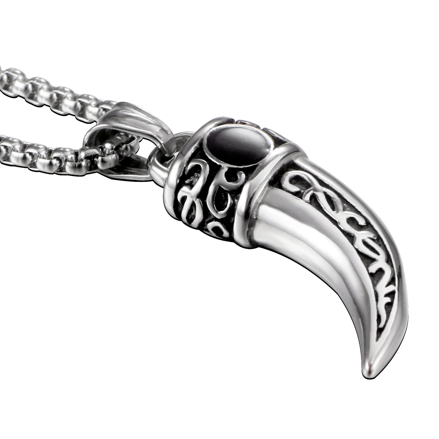 Titanium Steel Wolf Tooth Pendant - Retro Men's Jewelry from European and American Fashion