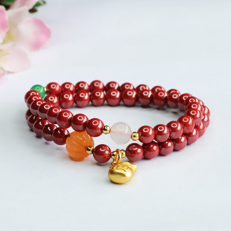 Chinese Imperial Cinnabar Stone Bracelet by Planderful Collection