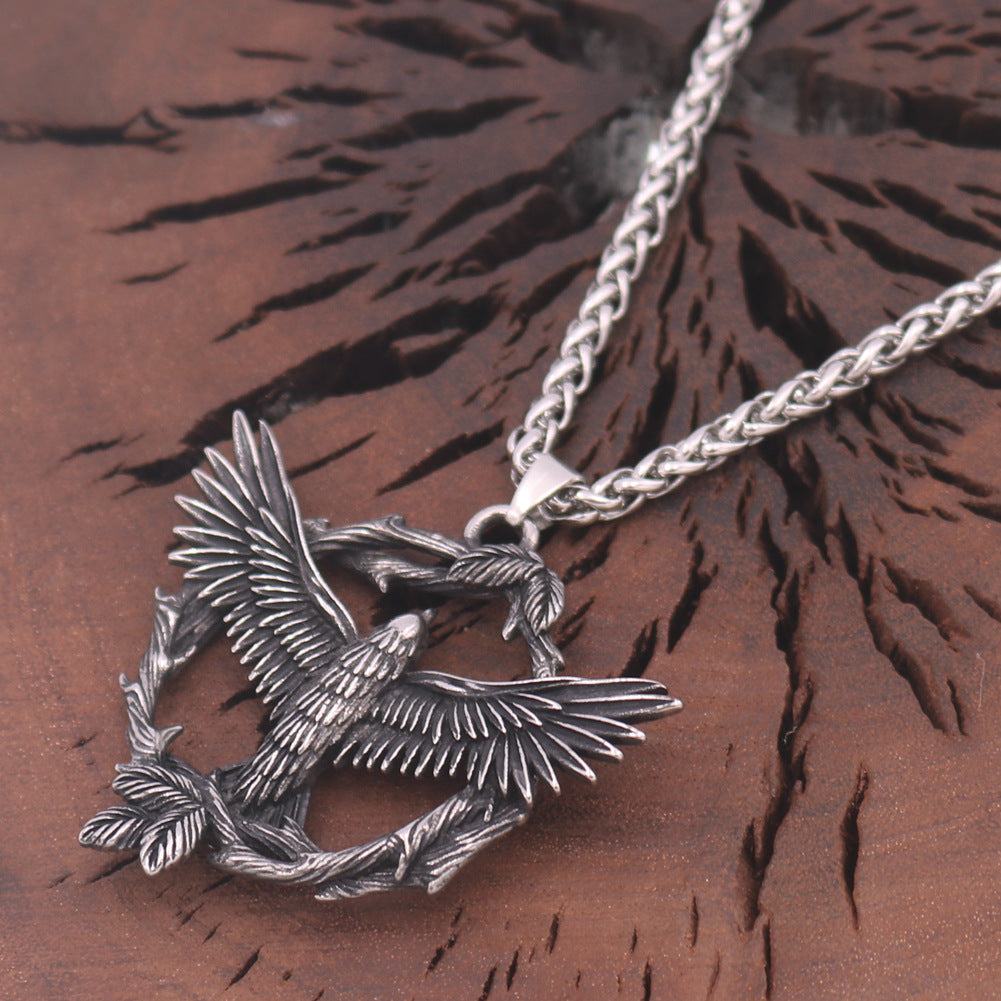 Cross Border Viking Eagle Pendant Necklace with Titanium Bird Design - Men's Retro Fashion Jewelry