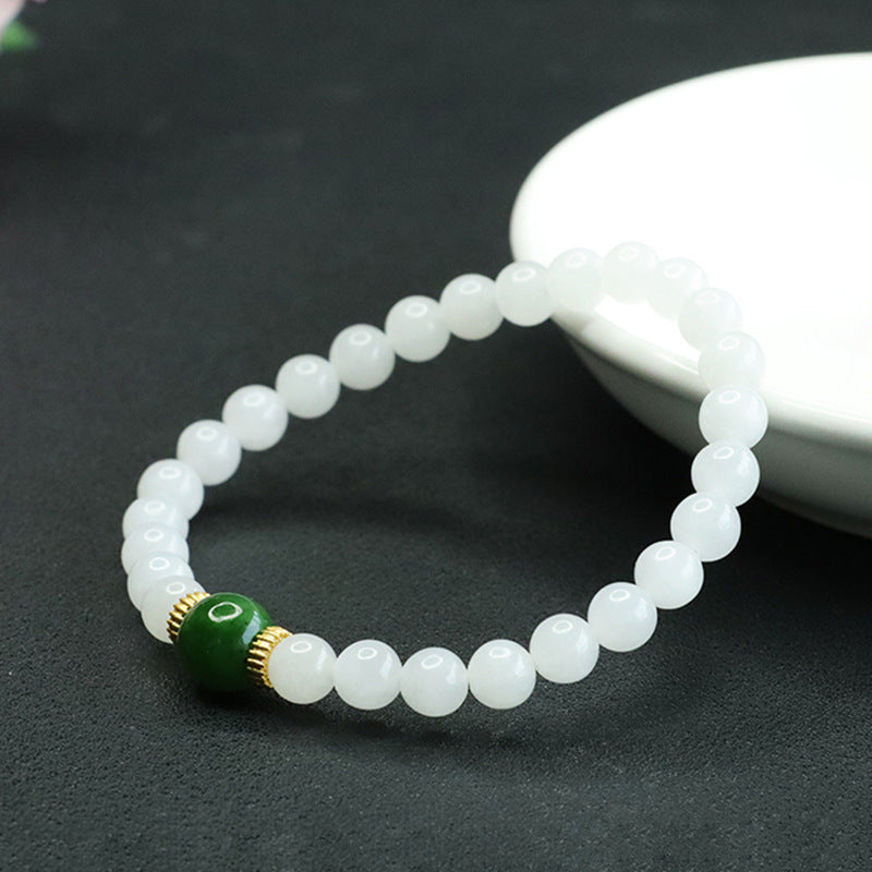 Fortune's Favor White Jade Sterling Silver Bracelet