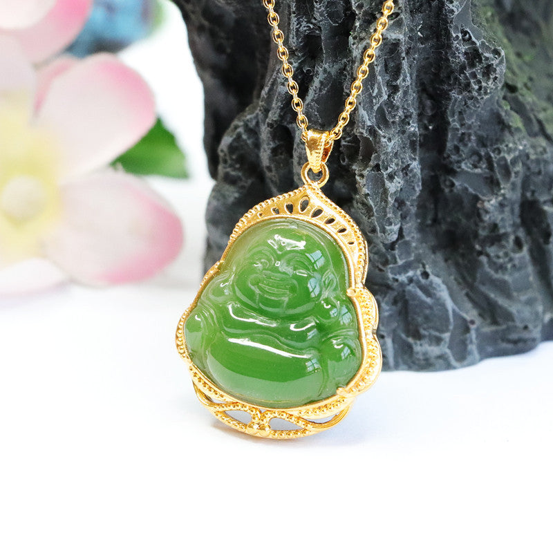 Natural Jade Buddha Hollow Necklace - Fortune's Favor Collection