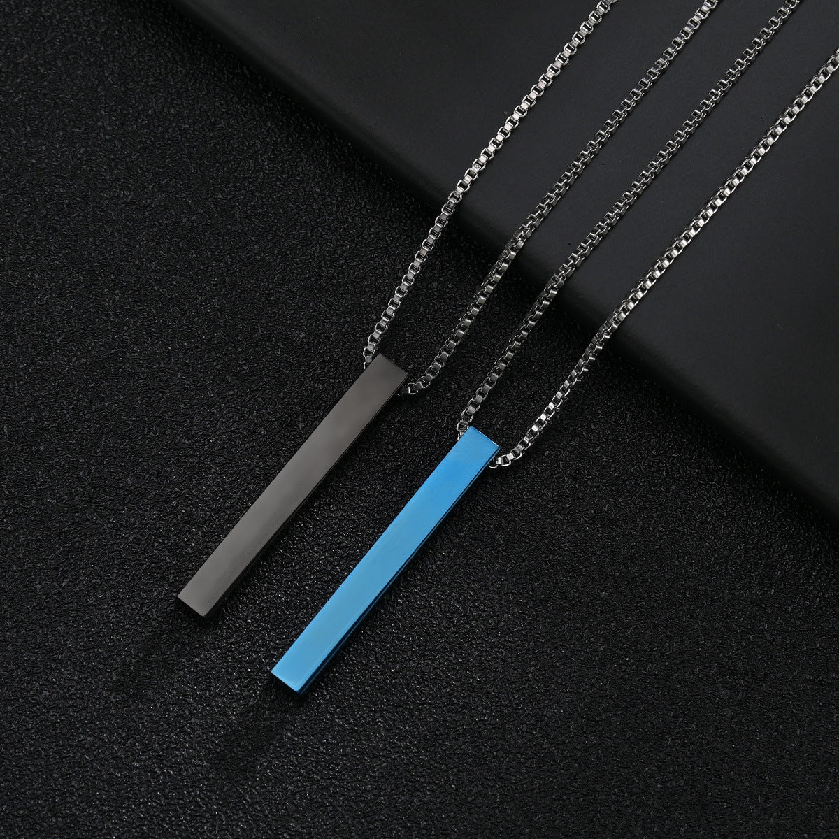 Sleek Amazon Titanium Steel Necklace with Rectangle Pendant for Men