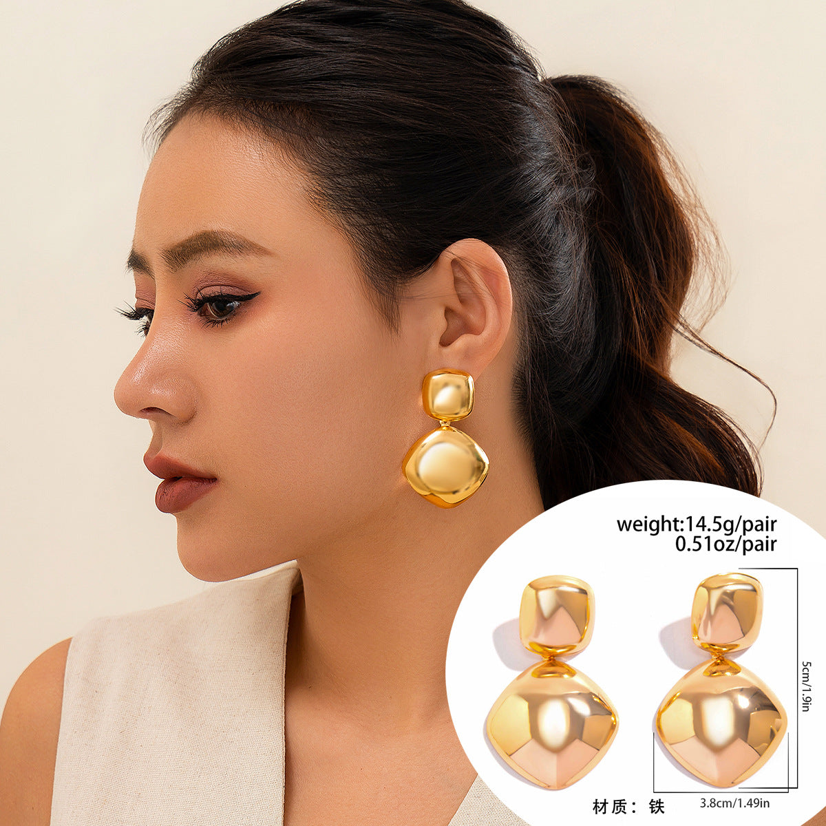 Elegant Vienna Verve Metallic Water Droplet Geometric Love Earrings