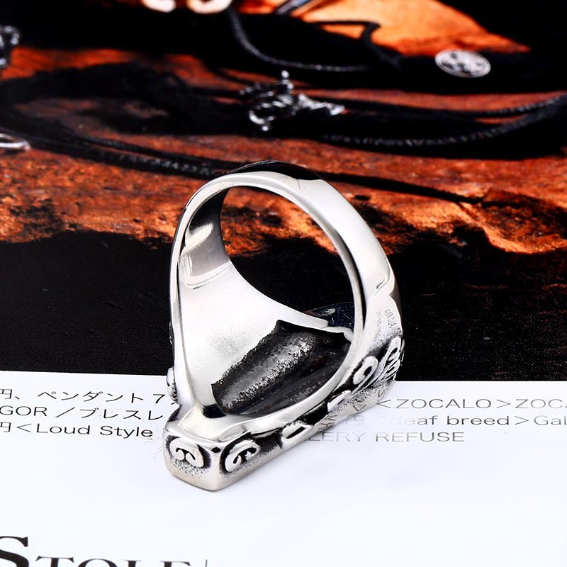 Men's Gothic Vampire Coffin Ring - Unique Titanium Steel Accessory for Daily Wear