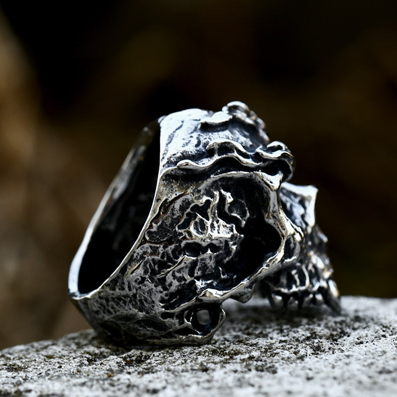 Titanium Steel Hip-Hop Punk Ring for Men - European and American Retro Style Jewelry Wholesale