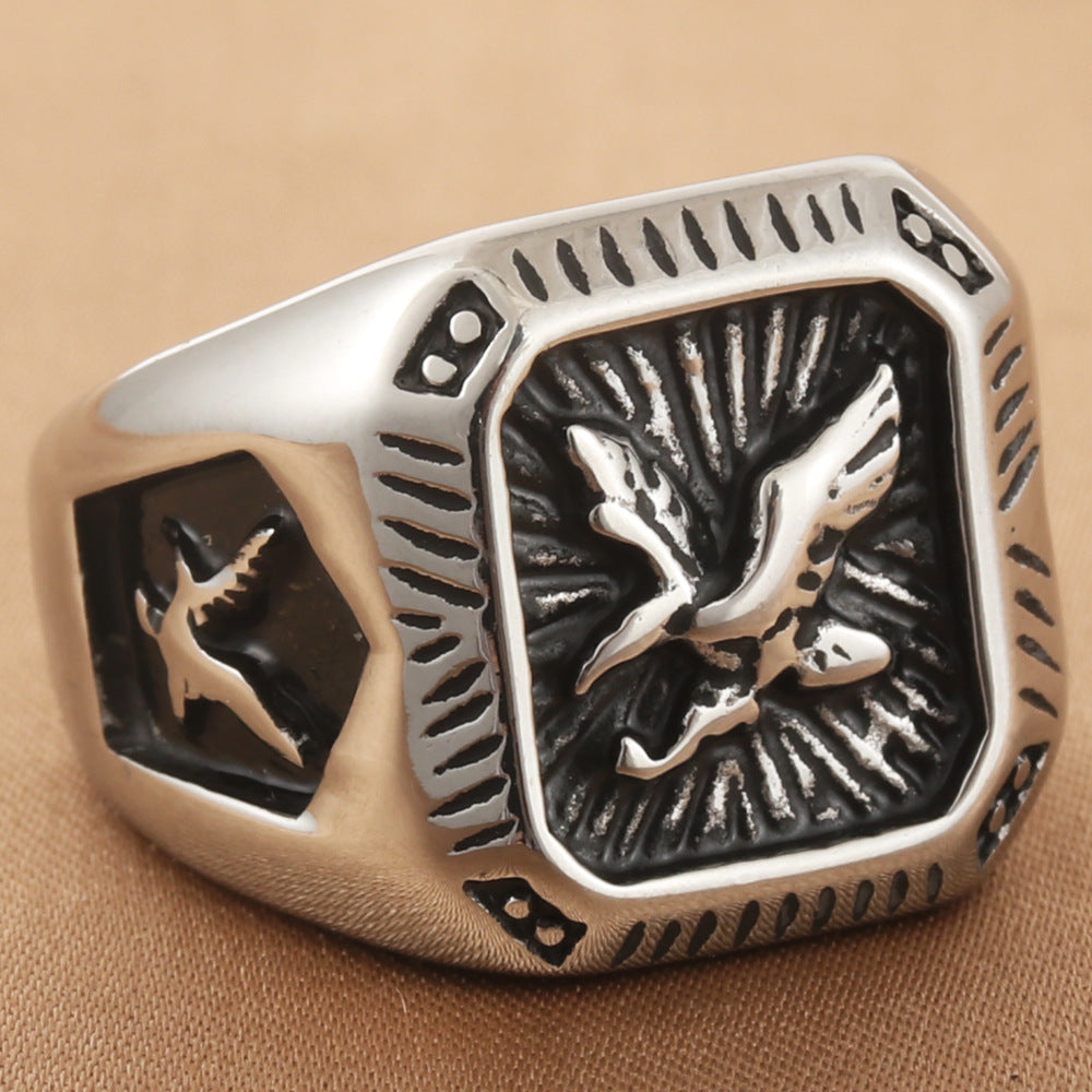 Titanium Steel Eagle Ring for Men - Retro Personalized Trendy Accessories