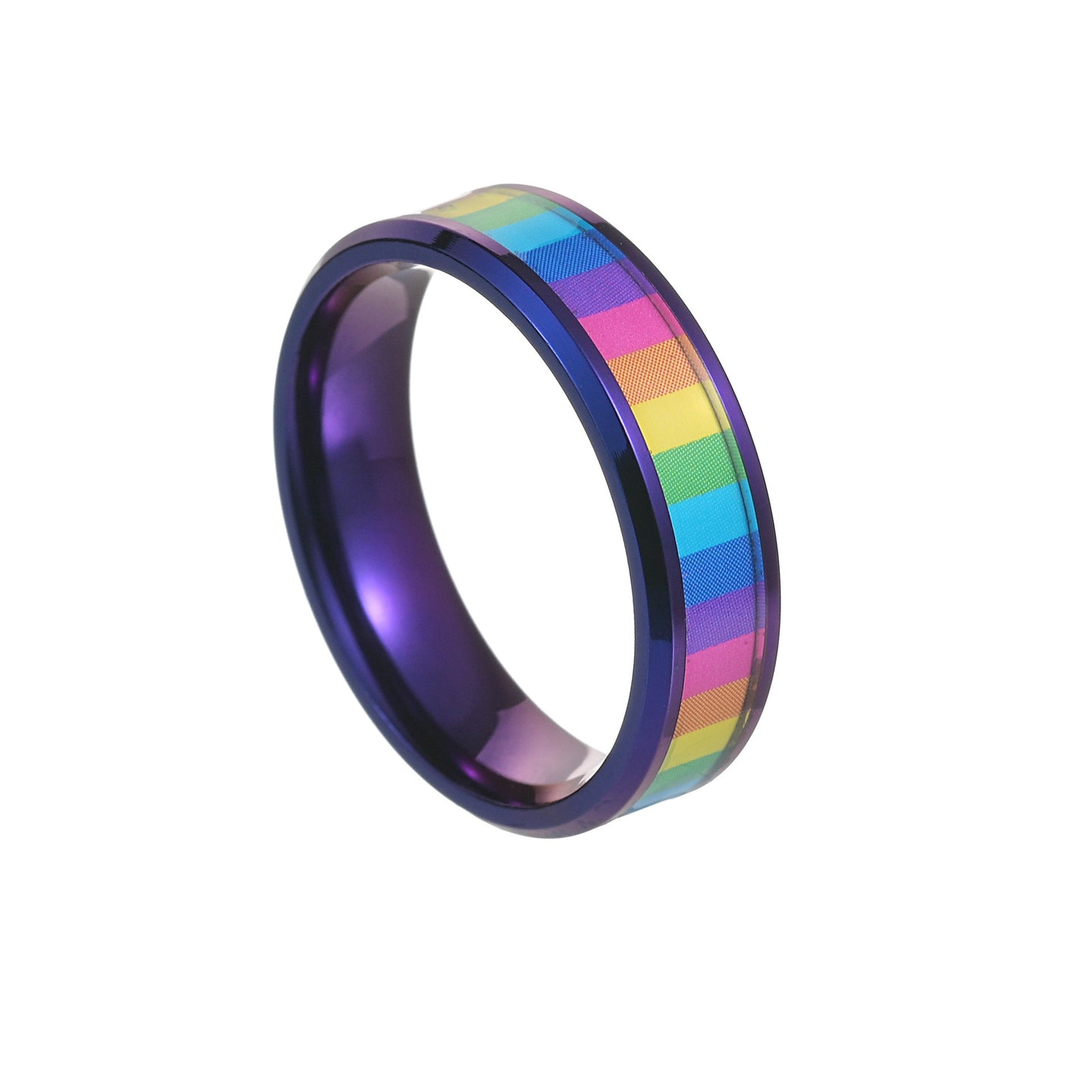 Rainbow Flag Titanium Steel Ring for Men