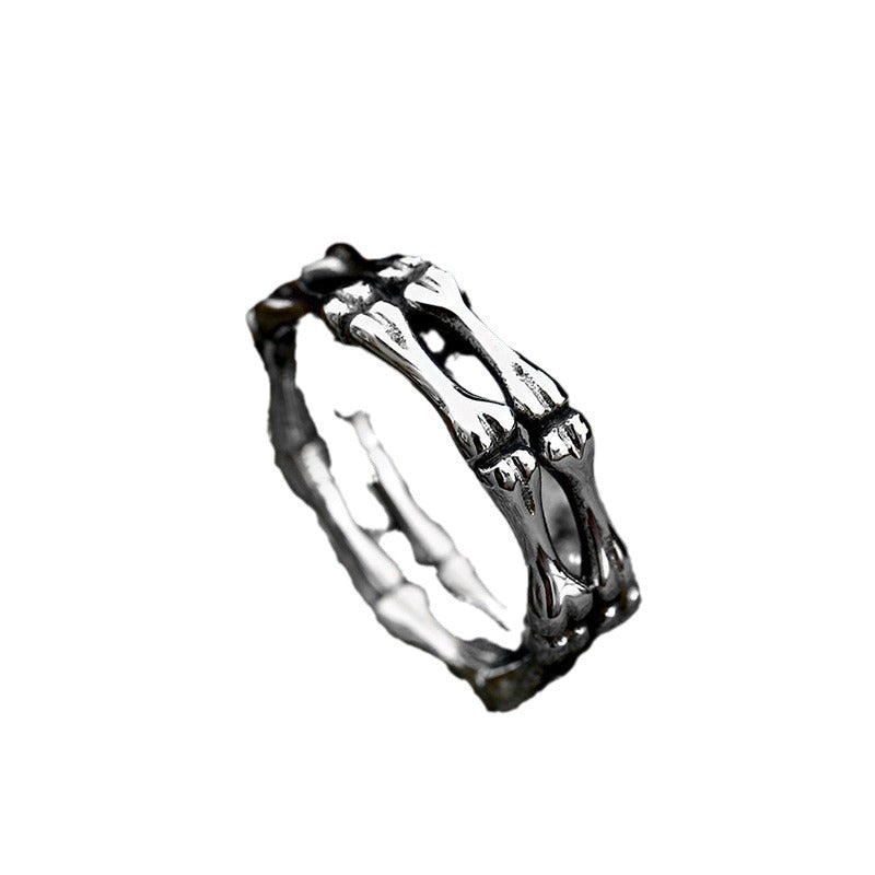 Edgy Vintage Stainless Steel Skull Bone Ring for Men - Wholesale Titanium Steel Jewelry Sizes 8-13