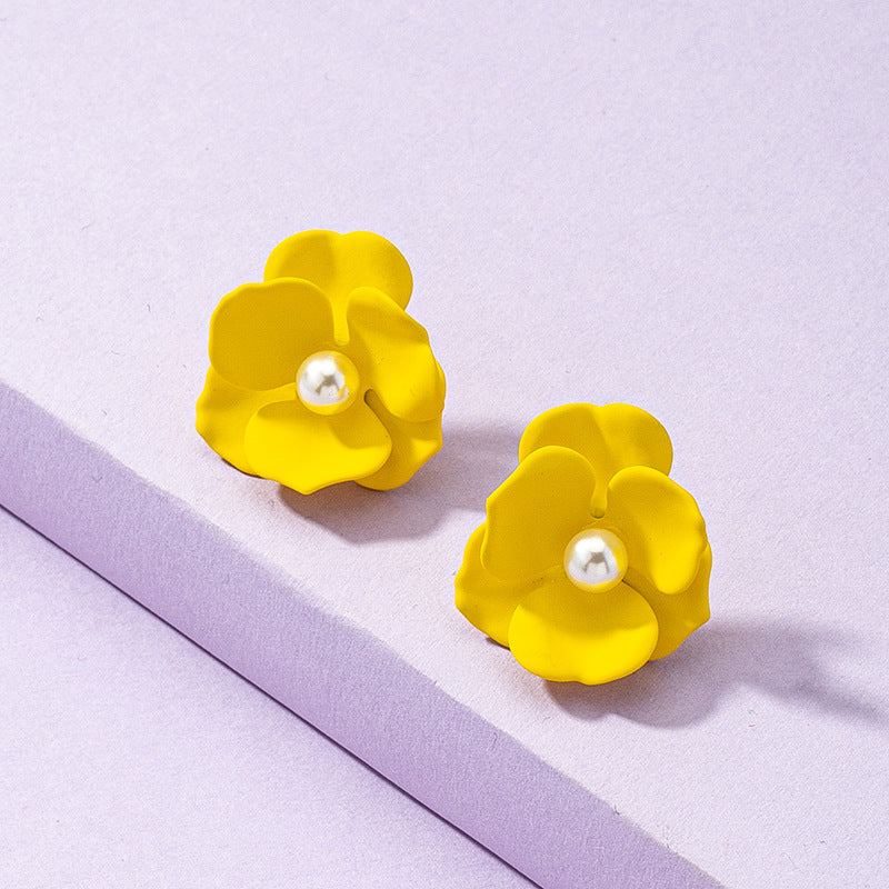 Painted Floral Earrings - Vienna Verve Collection with Metal Needles