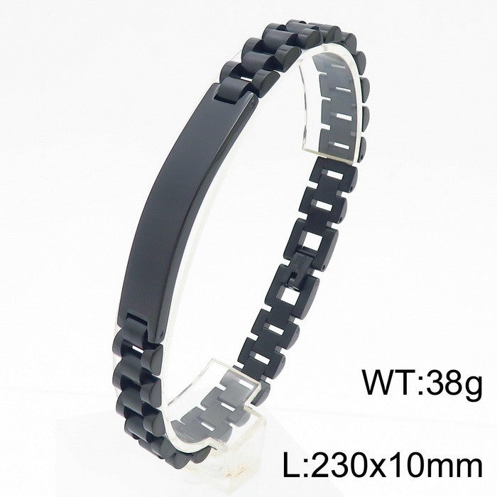 Stylish Customizable Curved Titanium Steel Bracelet for Men with Adjustable Chain