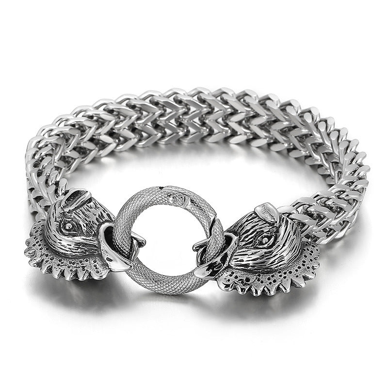 Zodiac-Inspired Double-Layer Titanium Steel Bracelet for Men