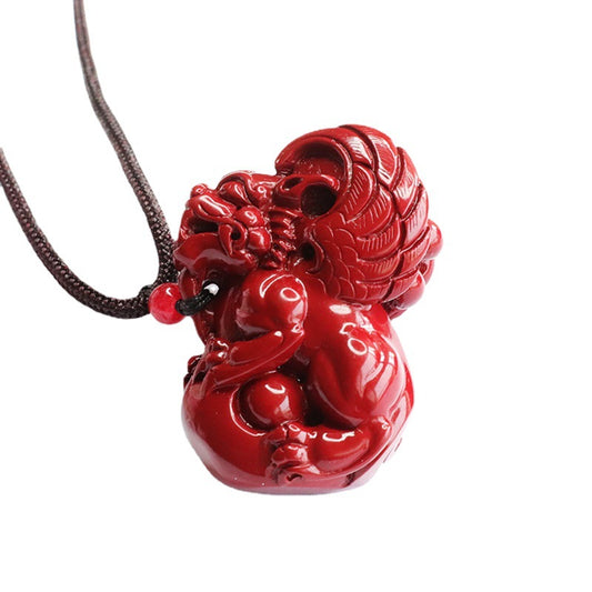 Cinnabar Pendant, Purple Gold Sand, Three-dimensional Flying Pixiu Pendant