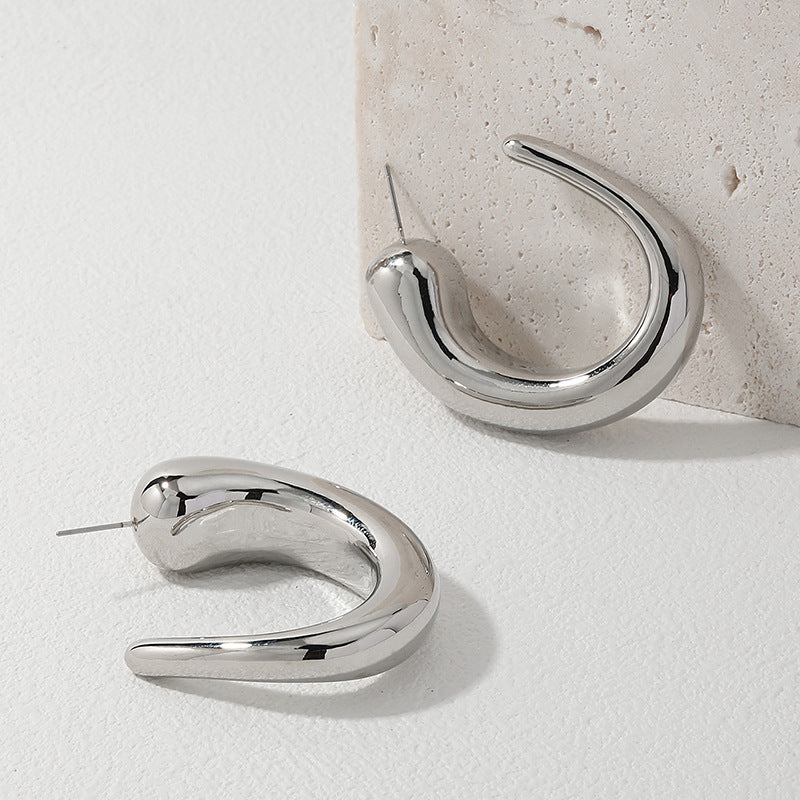 French Retro Chic C-Shaped Earrings - Vienna Verve Collection