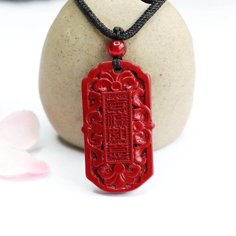 Cinnabar Pendant Auspicious Six-character Proverbs Pendant Jewelry