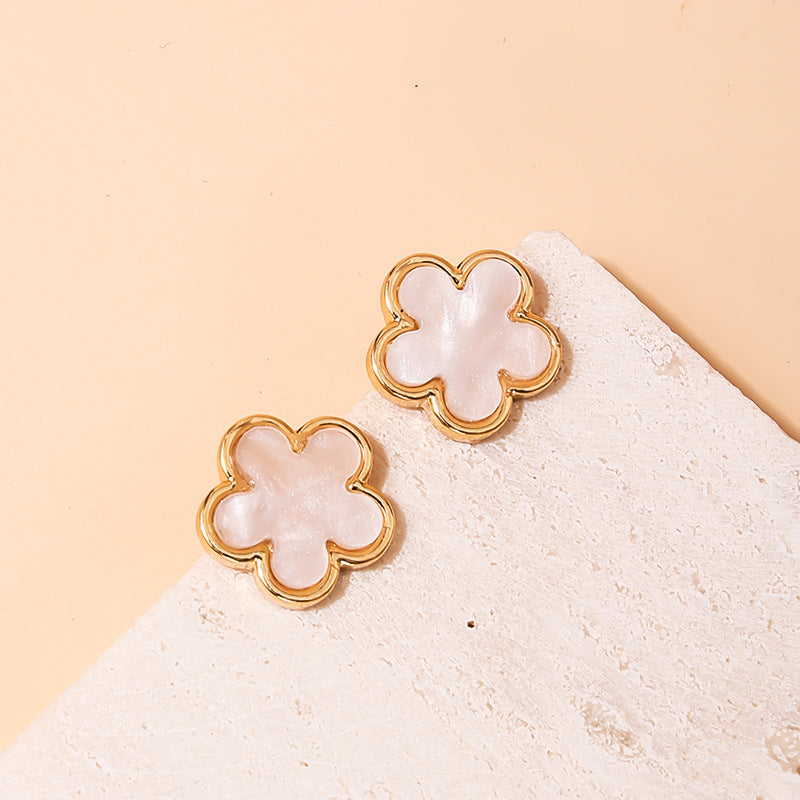 Chic Five Leaf Grass Korean Earrings - Vienna Verve Collection