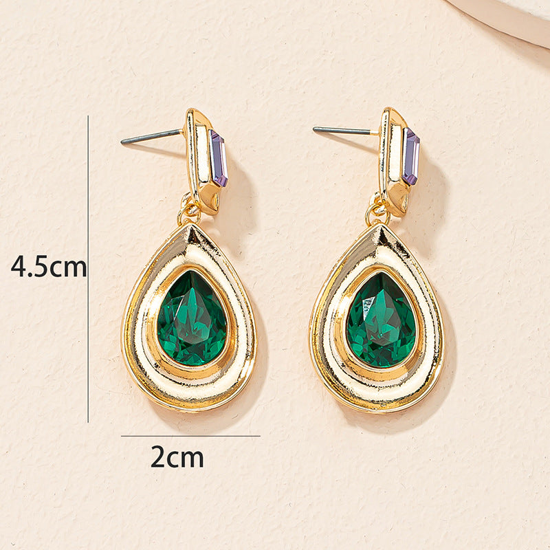 Golden Drop Earrings - Korean Online Celebrity Metal Earrings with Vienna Verve Design