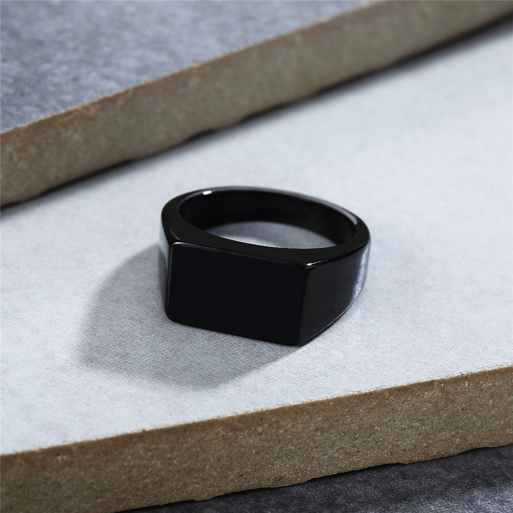 Retro Titanium Steel Ring with Minimalist Inscription