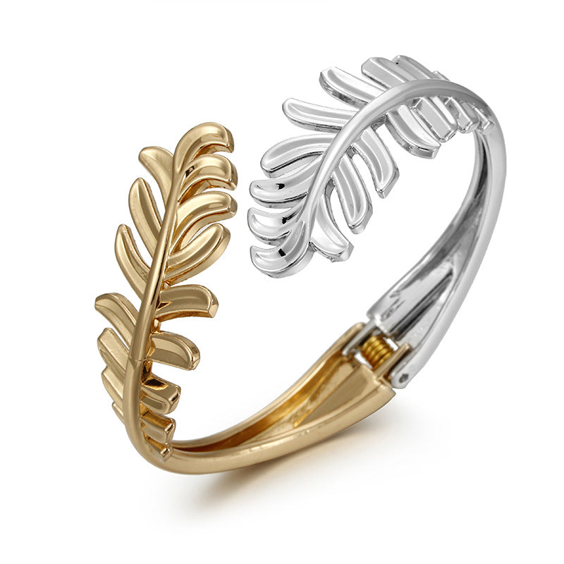 Leaf Design Gold Bracelet for Fashion-Forward Females - Vienna Verve Collection