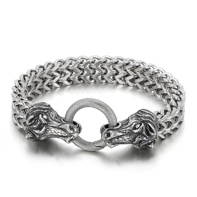 Zodiac-Inspired Double-Layer Titanium Steel Bracelet for Men