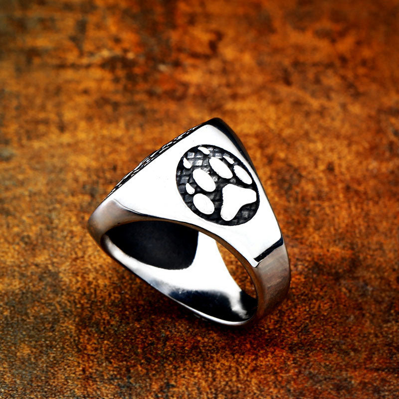 Retro Viking-Inspired Personalized Bear Claw Titanium Steel Ring for Men, European and American Stainless Steel Jewelry