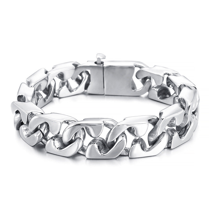 Punk-Inspired Geometric Stainless Steel Bracelet for Men - Durable and Stylish Jewelry Accessory