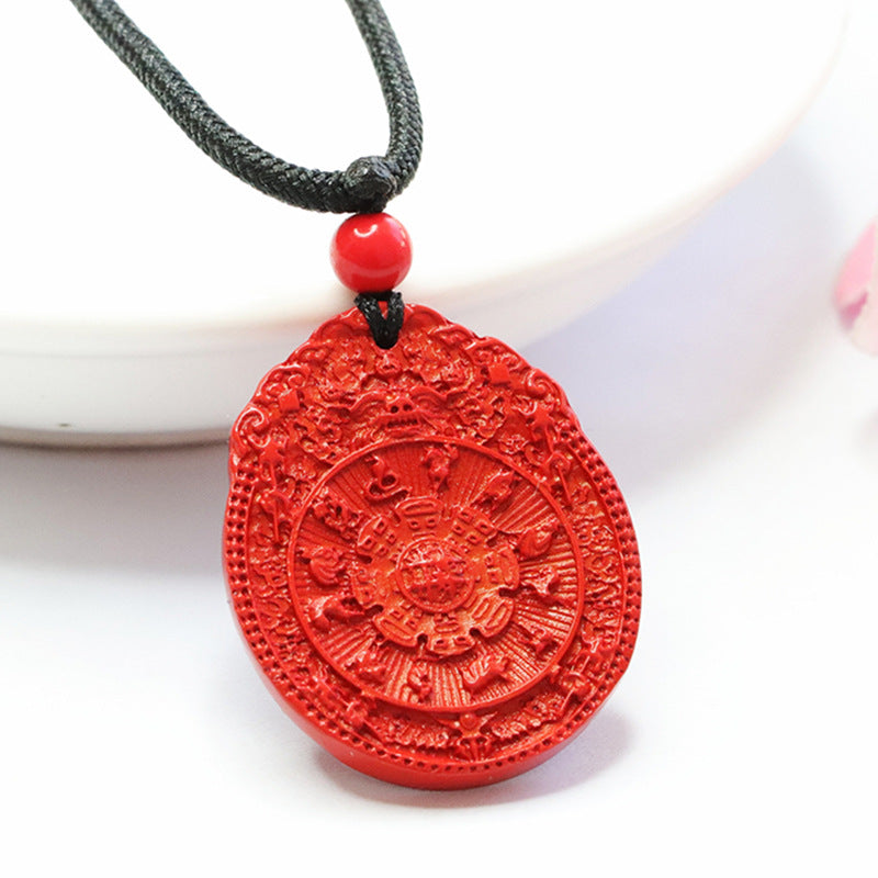 Celestial Charisma Red Cinnabar Bagua Zodiac Pendant