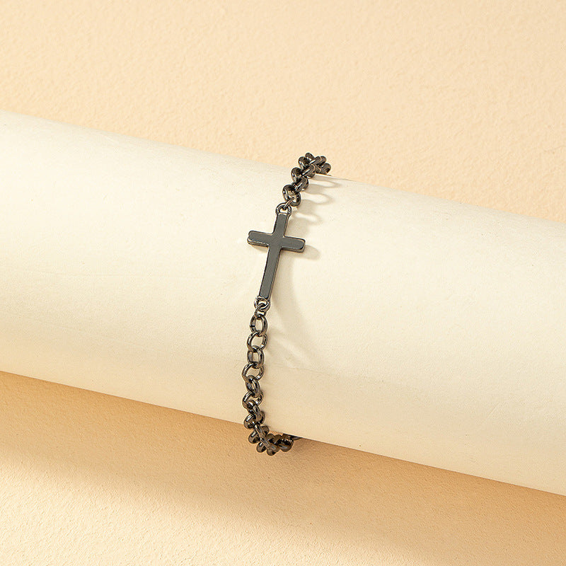 Elegant Vienna Verve Black Cross Bracelet - Premium Metal Jewelry Piece