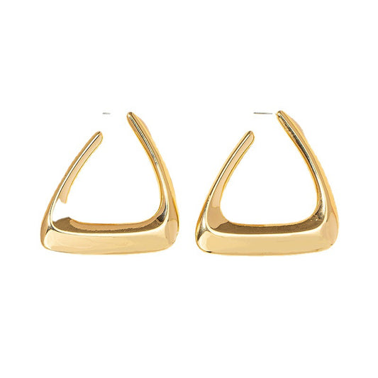 Exaggerated Geometric Gold Earrings - Vienna Verve Collection