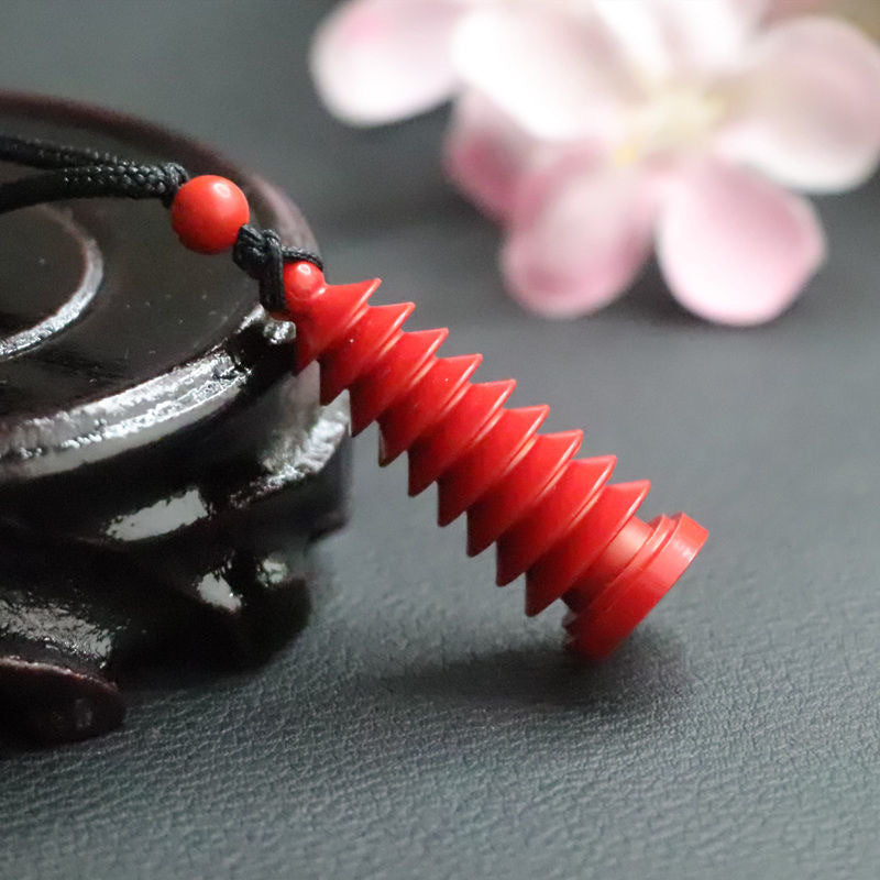 Red Sand Cinnabar Tower Pendant With Antique Sterling Silver ImVecorb