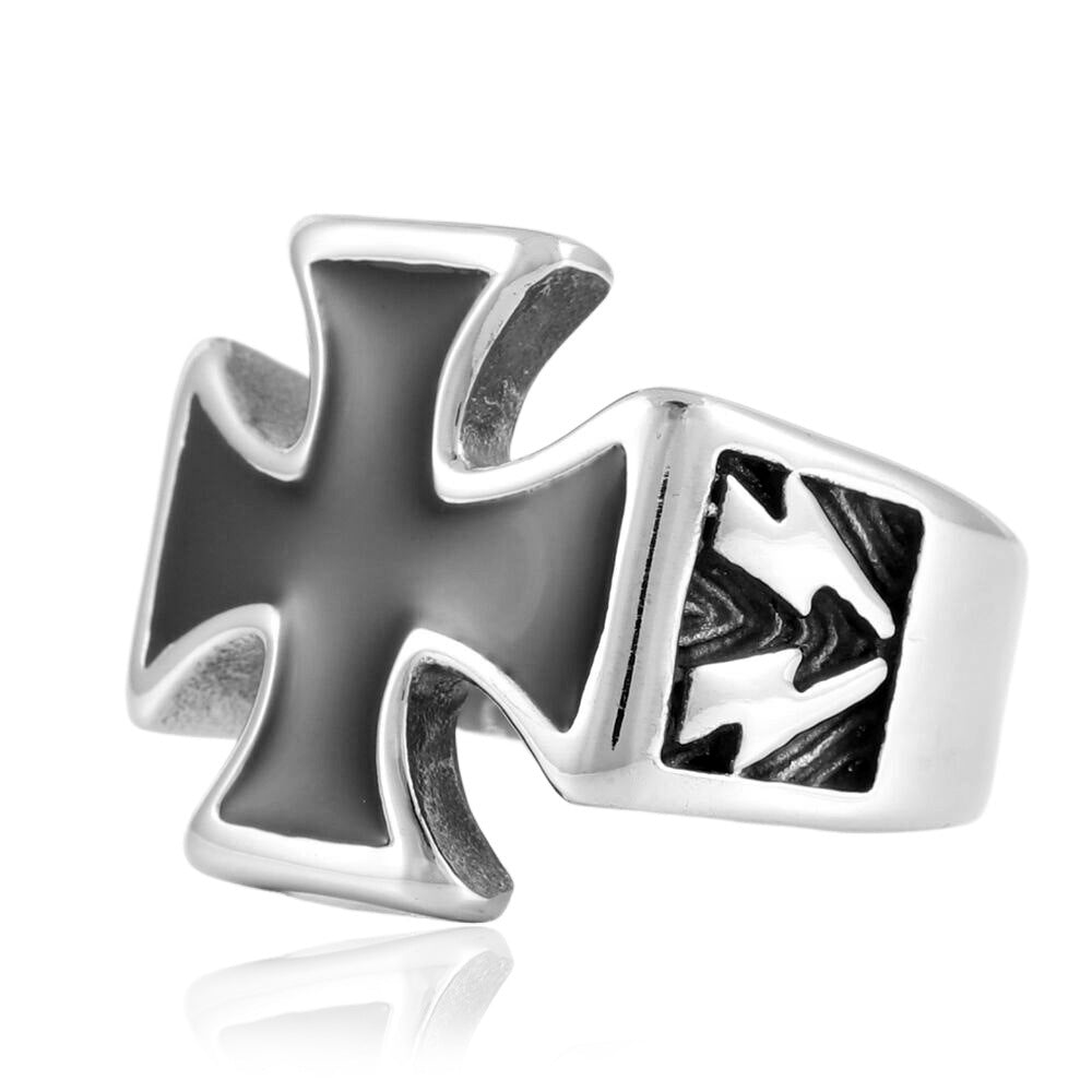 Personalized Retro Titanium Steel Cross Ring for Men - Trendy Epoxy Accessory