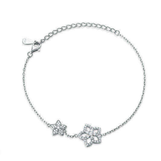 Hollow Full Zircon Star Sterling Silver Bracelet