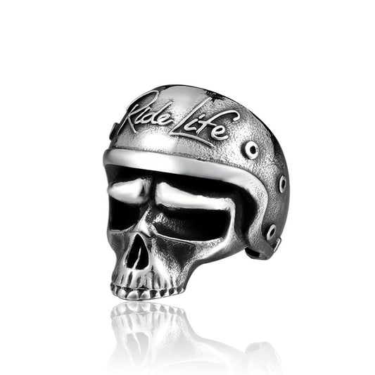 Men's Titanium Steel Skull Ring - Bold Locomotive Letter Design for the Fearless