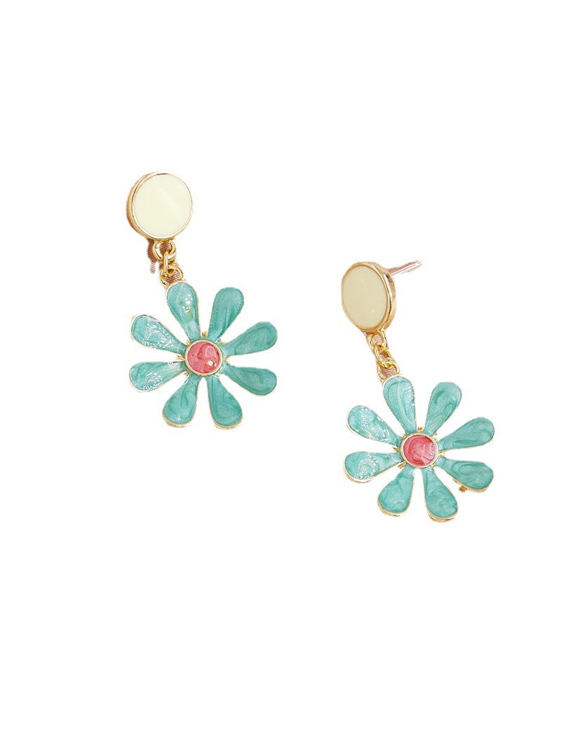 European and American Metal Flower Dangle Earrings from Vienna Verve Collection