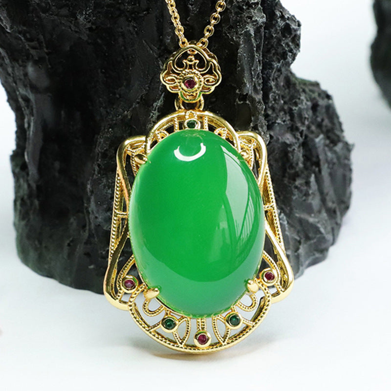 Chalcedony Golden Hollow Pendant - Planderful Fortune's Favor