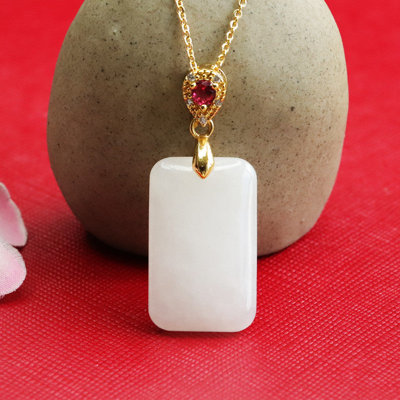 Heavenly White Jade Zircon Necklace