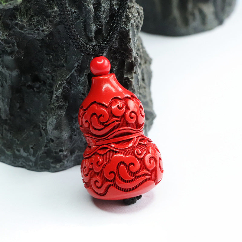 Red Cloud Sterling Silver Cinnabar Gourd Pendant