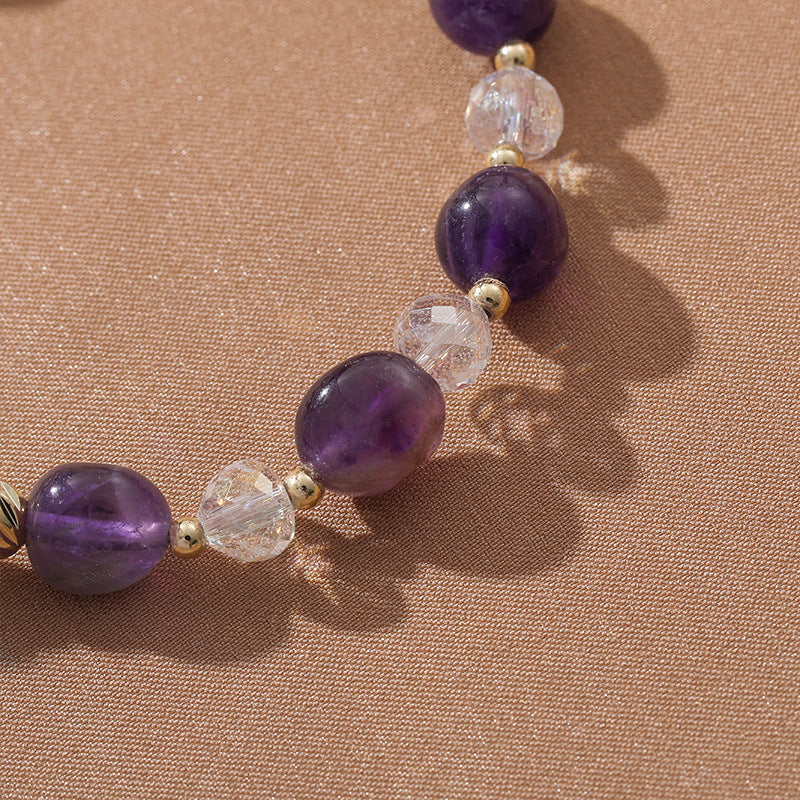 Trendy Retro Style Pearl Purple Chalcedony Bracelet