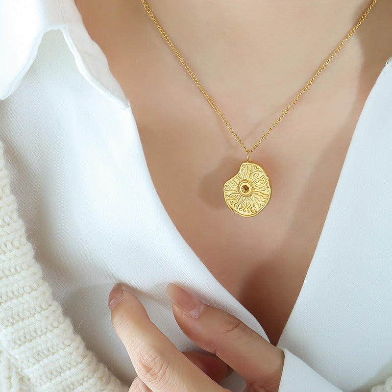 Eternal Love: Gold-Plated Stainless Steel Zircon Necklace