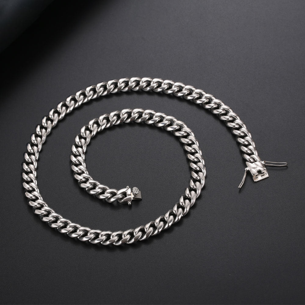 Titanium Steel Cuban Chain Necklace for Men - Hip Hop Style with Locomotive Rock Bracelet