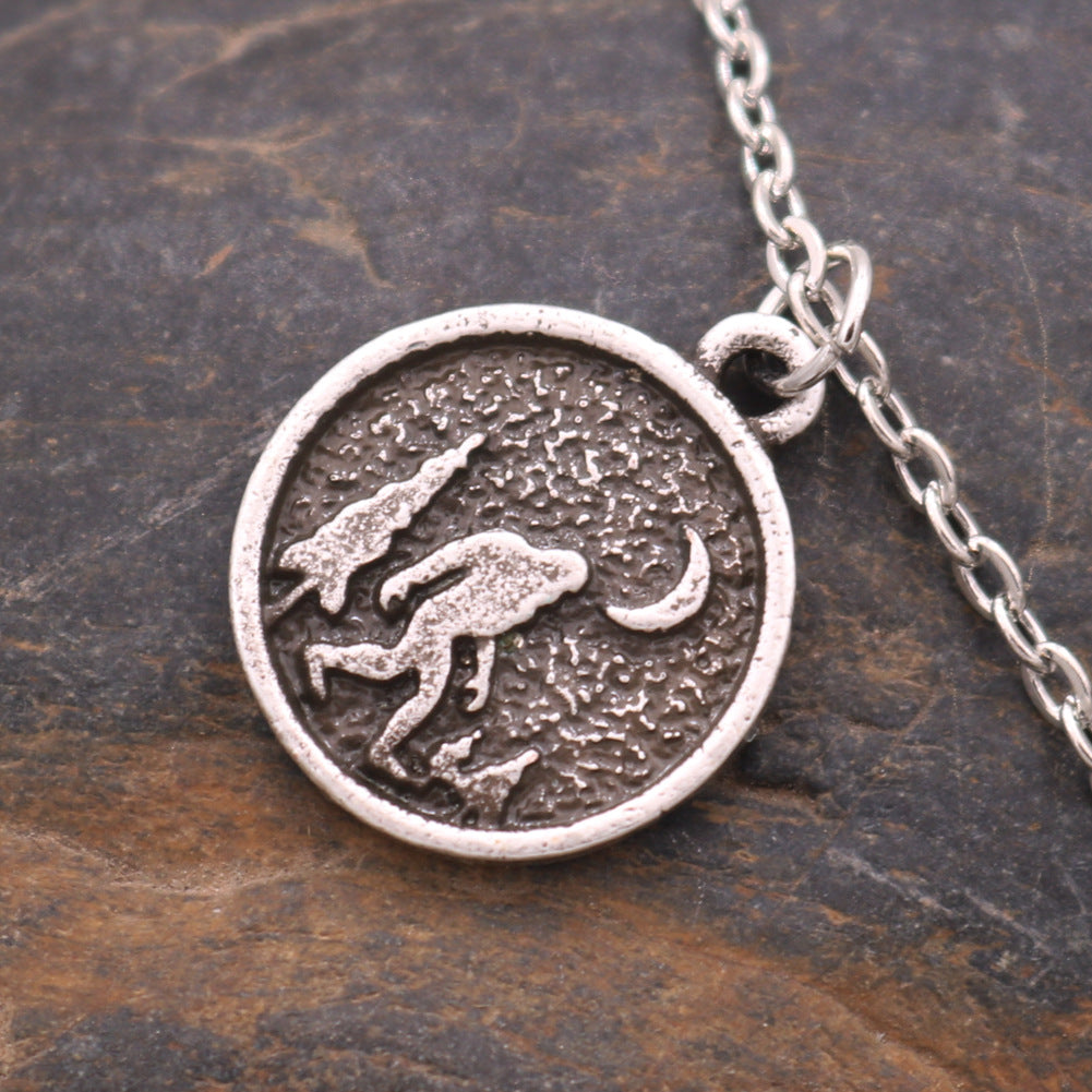 Savage Footprint Alloy Pendant with Tree and Moon Accents for Men