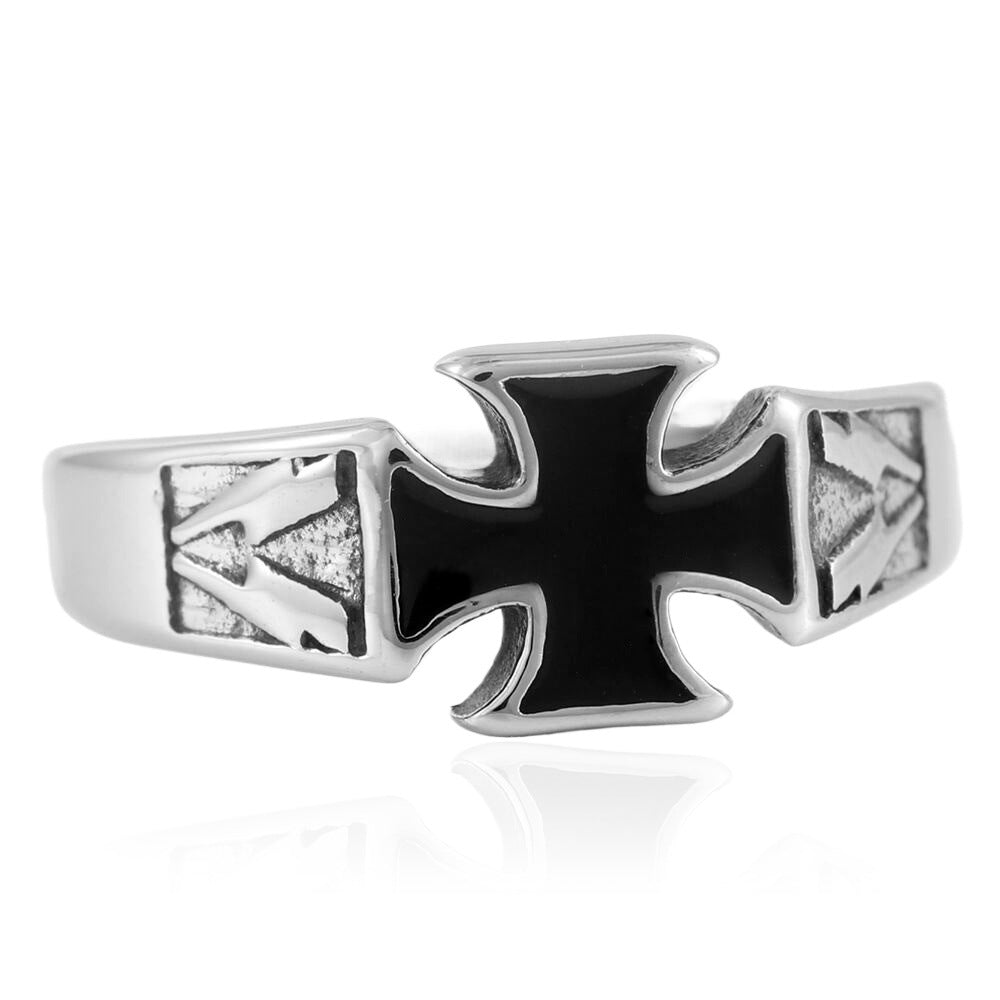 Personalized Retro Titanium Steel Cross Ring for Men - Trendy Epoxy Accessory