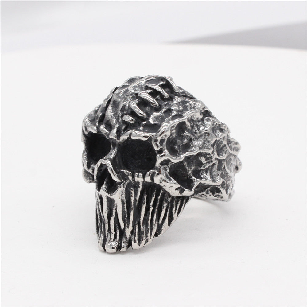 Halloween Mummy Skeleton Head Titanium Steel Ring for Men