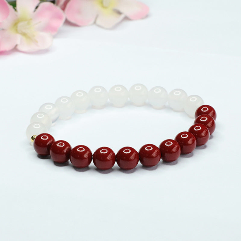 Fortune's Favor Sterling Silver Chalcedony and Cinnabar Bracelet