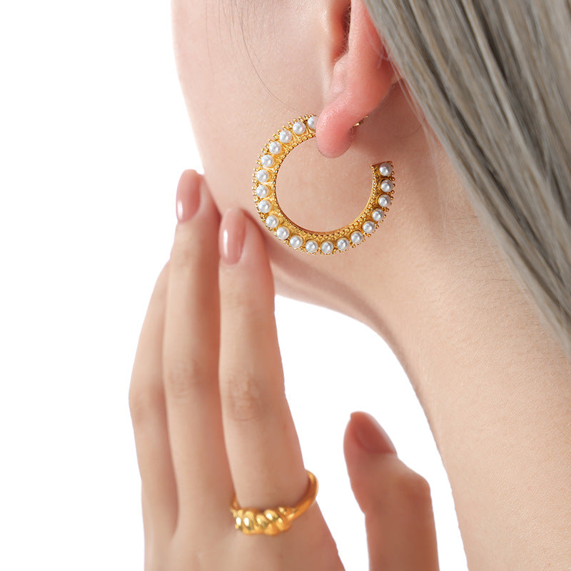 Elegant Gold-Plated Irregular Pearl Earrings for Women